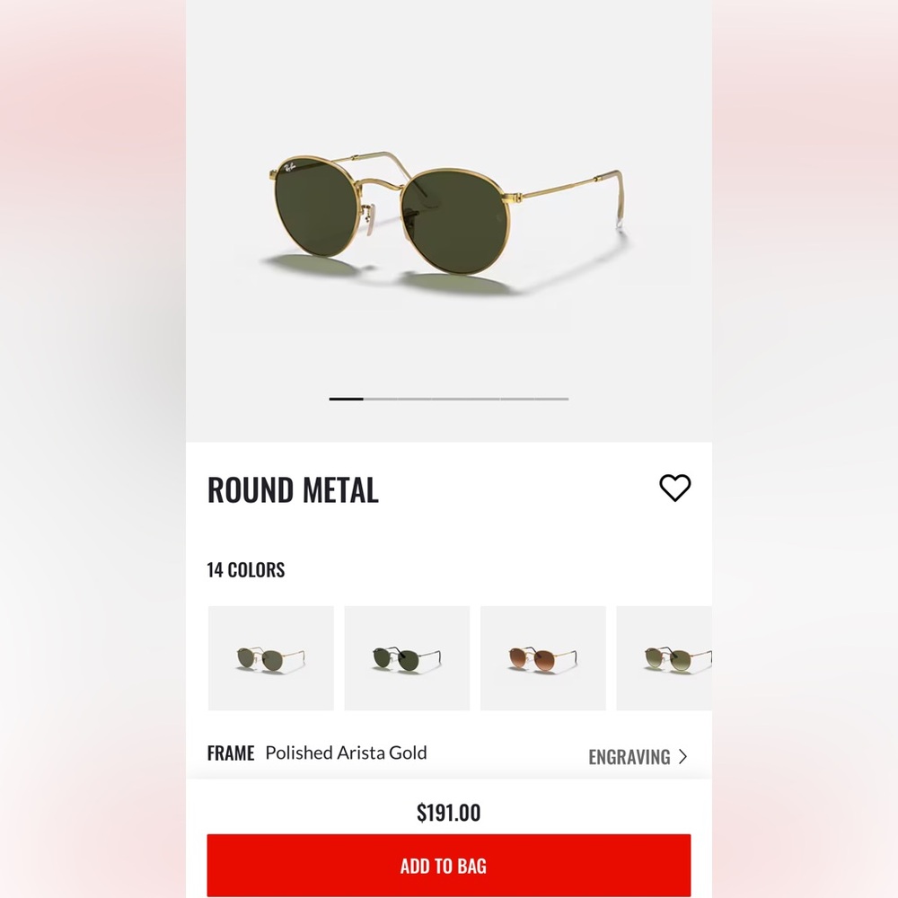 Ray-Ban Gold Frame Round Sunglasses